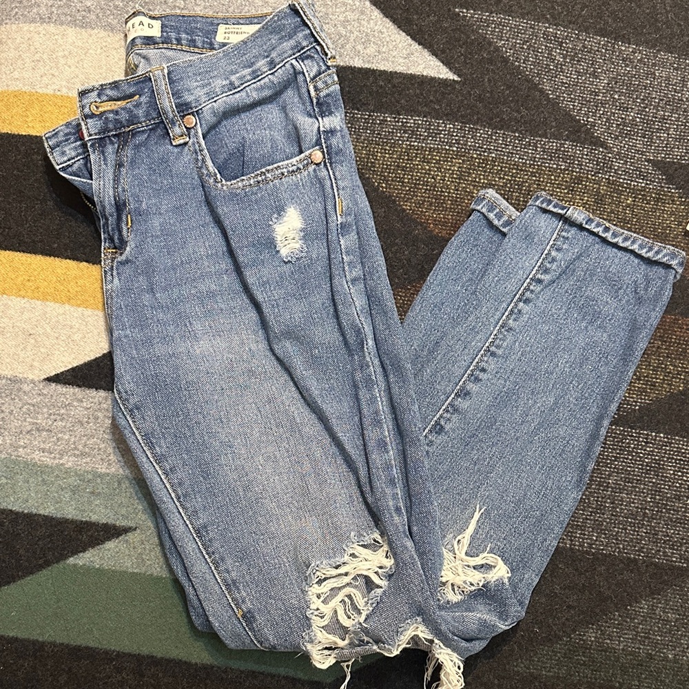 Bullhead Women's Distressed Skinny Boyfriend Jean